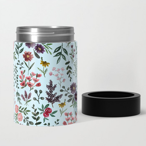 Bright Watercolor Flower - Blue Can Cooler
