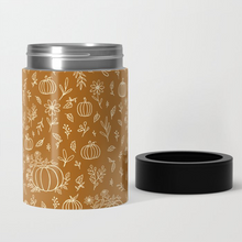Load image into Gallery viewer, Bronze Floral Ink Pumpkin Can Cooler