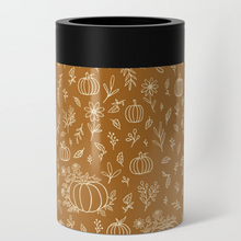 Load image into Gallery viewer, Bronze Floral Ink Pumpkin Can Cooler