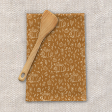 Load image into Gallery viewer, Bronze Floral Ink Pumpkin Tea Towel