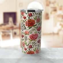 Load image into Gallery viewer, Burgundy Watercolor Floral Travel Mug