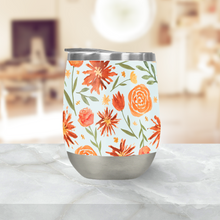 Load image into Gallery viewer, Burnt Orange Flower Burst Pattern Stemless Wine Tumbler