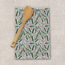 Load image into Gallery viewer, Christmas Branch Pattern Tea Towel