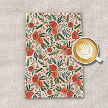 Load image into Gallery viewer, Christmas Floral Tea Towel