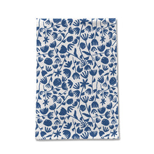 Load image into Gallery viewer, Dark Blue Floral Pattern Tea Towel