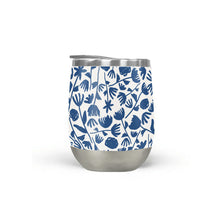Load image into Gallery viewer, Dark Blue Floral Pattern Stemless Wine Tumbler