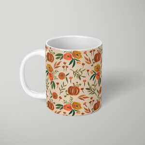 Floral Fall Pumpkin Pattern - Mug