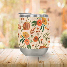 Load image into Gallery viewer, Floral Fall Pumpkin Stemless Wine Tumbler
