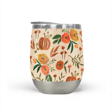 Load image into Gallery viewer, Floral Fall Pumpkin Stemless Wine Tumbler