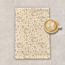 Load image into Gallery viewer, Floral Ink Pumpkin Tea Towel