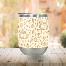 Load image into Gallery viewer, Floral Ink Pumpkin Stemless Wine Tumbler