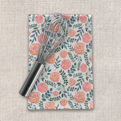 Watercolor Floral Pattern Tea Towel