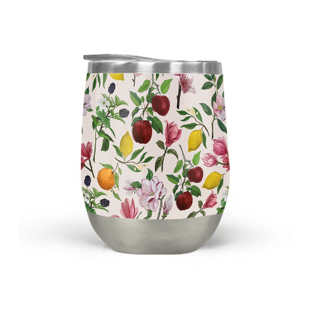 Burnt Orange Flower Burst Pattern Stemless Wine Tumbler – Lauren Ullrich Art