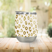 Load image into Gallery viewer, Gold Leopard Print Stemless Wine Tumbler