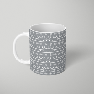 Gray Snowflake Pattern - Mug