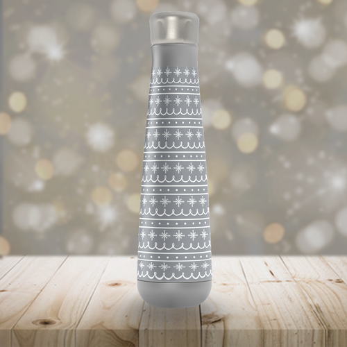 Gray Snowflake Pattern Peristyle Water Bottle [Wholesale]