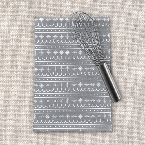 Gray Snowflake Pattern Tea Towel