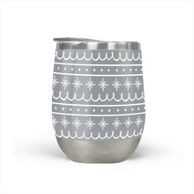 Load image into Gallery viewer, Gray Snowflake Pattern Stemless Wine Tumbler