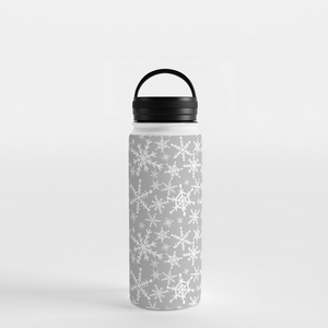 Gray Snowflakes Handle Lid Water Bottle