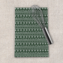 Load image into Gallery viewer, Green Snowflake Pattern Tea Towel