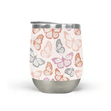 Load image into Gallery viewer, Orange and Pink Butterfly Stemless Wine Tumblers