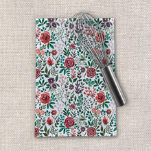 Load image into Gallery viewer, Pink and Purple Flowers Tea Towel