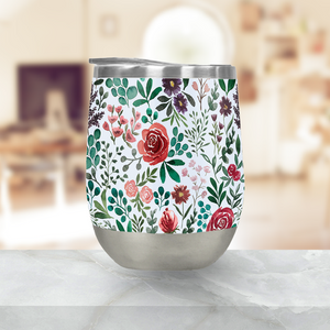 Pink and Purple Flowers Stemless Wine Tumbler