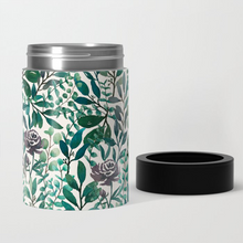 Load image into Gallery viewer, Purple Flowers and Eucalyptus Leaves Can Cooler
