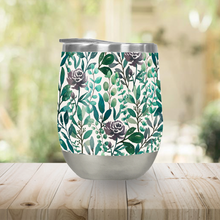 Load image into Gallery viewer, Purple Flowers and Eucalyptus Leaves Stemless Wine Tumbler