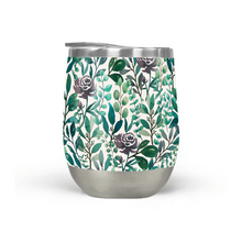 Load image into Gallery viewer, Purple Flowers and Eucalyptus Leaves Stemless Wine Tumbler
