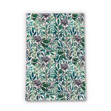 Load image into Gallery viewer, Purple Flowers and Eucalyptus Leaves Tea Towel