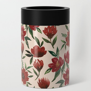Red Fall Flowers Can Cooler