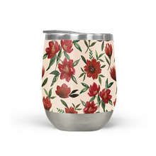 Load image into Gallery viewer, Red Fall Flowers Stemless Wine Tumbler