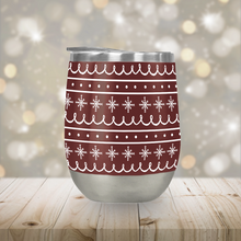 Load image into Gallery viewer, Red Snowflake Pattern Stemless Wine Tumbler