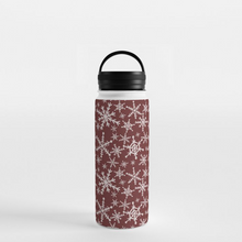 Load image into Gallery viewer, Red Snowflakes Handle Lid Water Bottle