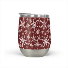 Load image into Gallery viewer, Red Snowflakes Stemless Wine Tumbler