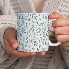 Load image into Gallery viewer, Teal Falling Leaves Pattern - Mug