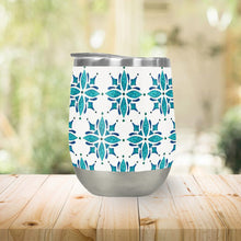 Load image into Gallery viewer, Teal Watercolor Tile Stemless Wine Tumbler