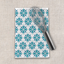 Load image into Gallery viewer, Teal Watercolor Tile Tea Towel