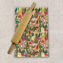 Load image into Gallery viewer, Tropical Fruit and Flowers Tea Towel