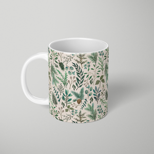 Winter Eucalyptus and Berry Pattern - Mug