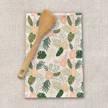 Load image into Gallery viewer, Yellow and Green Tropical Floral Tea Towel