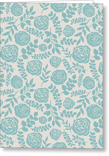Baby Blue Floral Pattern - Greeting Card