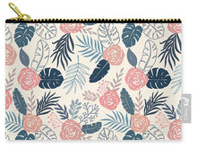 Load image into Gallery viewer, Blue and Blush Tropical Floral Pattern - Carry-All Pouch