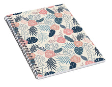 Load image into Gallery viewer, Blue and Blush Tropical Floral Pattern - Spiral Notebook