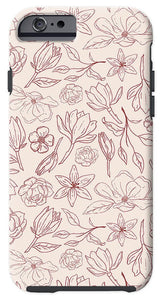 Burgundy Magnolia Pattern - Phone Case
