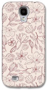 Burgundy Magnolia Pattern - Phone Case