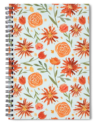 Burnt Orange Flower Burst Pattern - Spiral Notebook