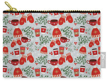 Load image into Gallery viewer, Coffee and Mittens Christmas Pattern - Carry-All Pouch