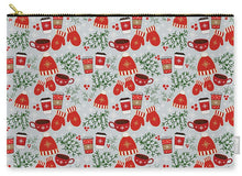 Load image into Gallery viewer, Coffee and Mittens Christmas Pattern - Carry-All Pouch